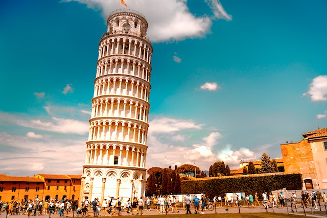 The Leaning Tower of Pisa.