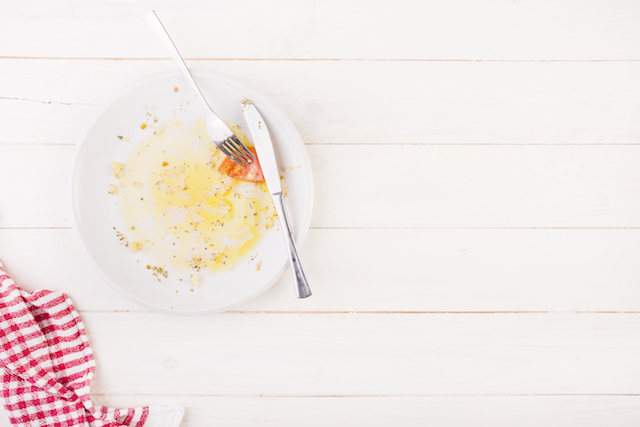 A finished plate of food.