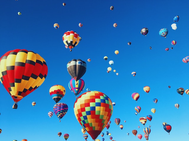 a view looking up to the sky at the Albuquerque Balloon Fiesta