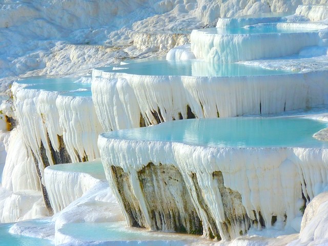 Pamukkale thermal hot spring pools in Turkey