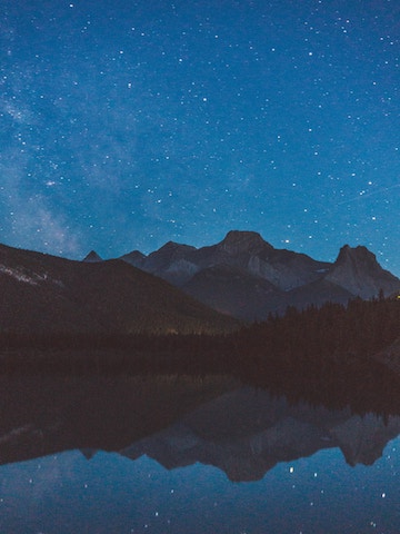 a starry night in Banff, Canada.