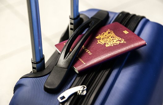 passport on a suitcase